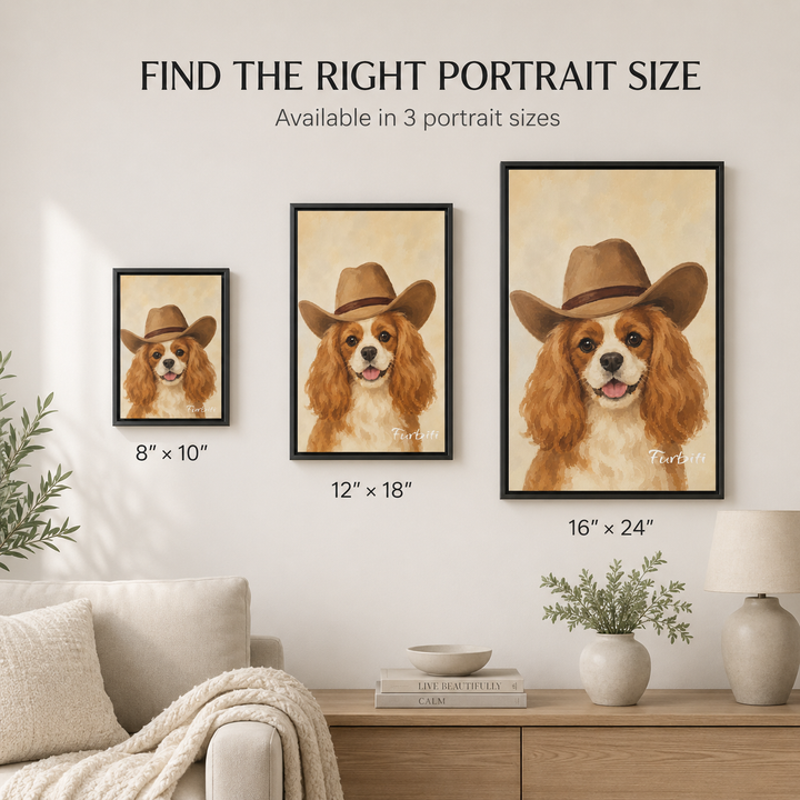Cowboy Dog Pet Canvas Portrait Size Guide