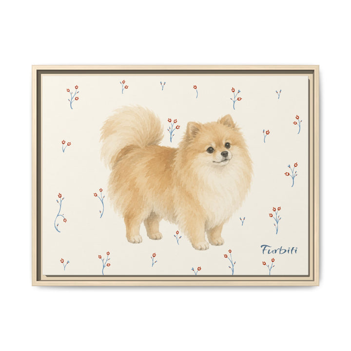 Cream Pomeranian Alternate Dog Landscape Pet Portrait Canvas Example