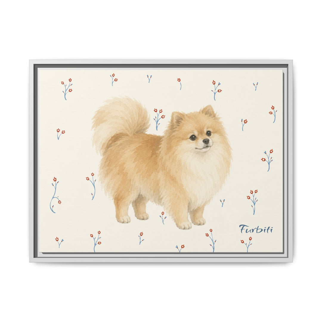 Cream Pomeranian Alternate Pet Landscape Pet Portrait Canvas Example