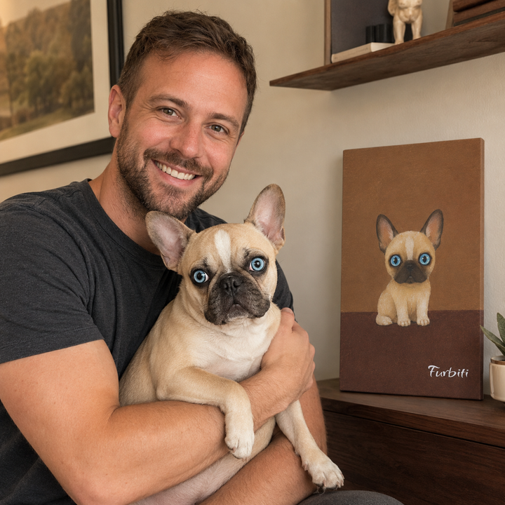 Cute Kitten Pet Canvas Portrait Displayed With Pet Owner