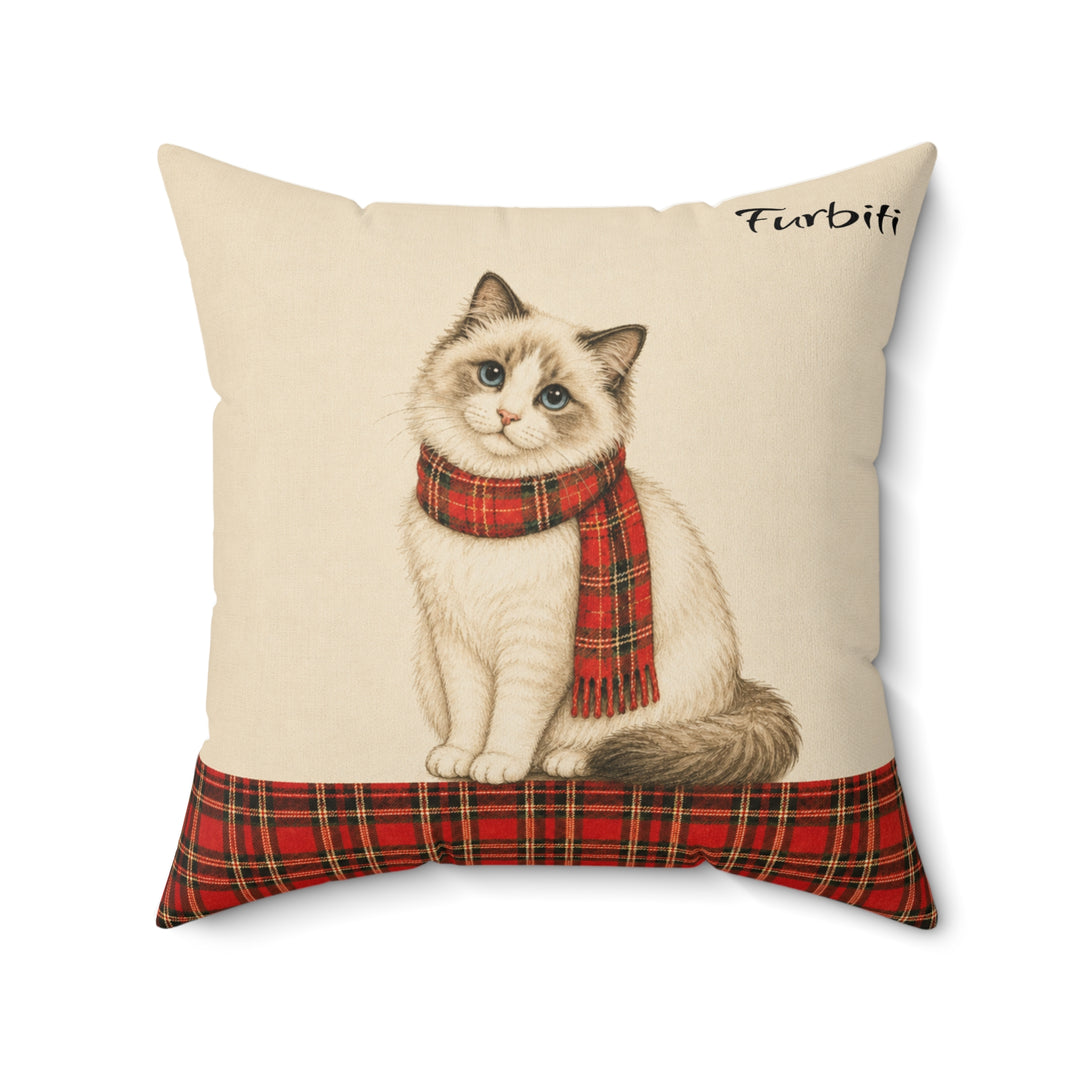 Custom Tartan Scarf Pet Pillow – Personalized Square Cushion
