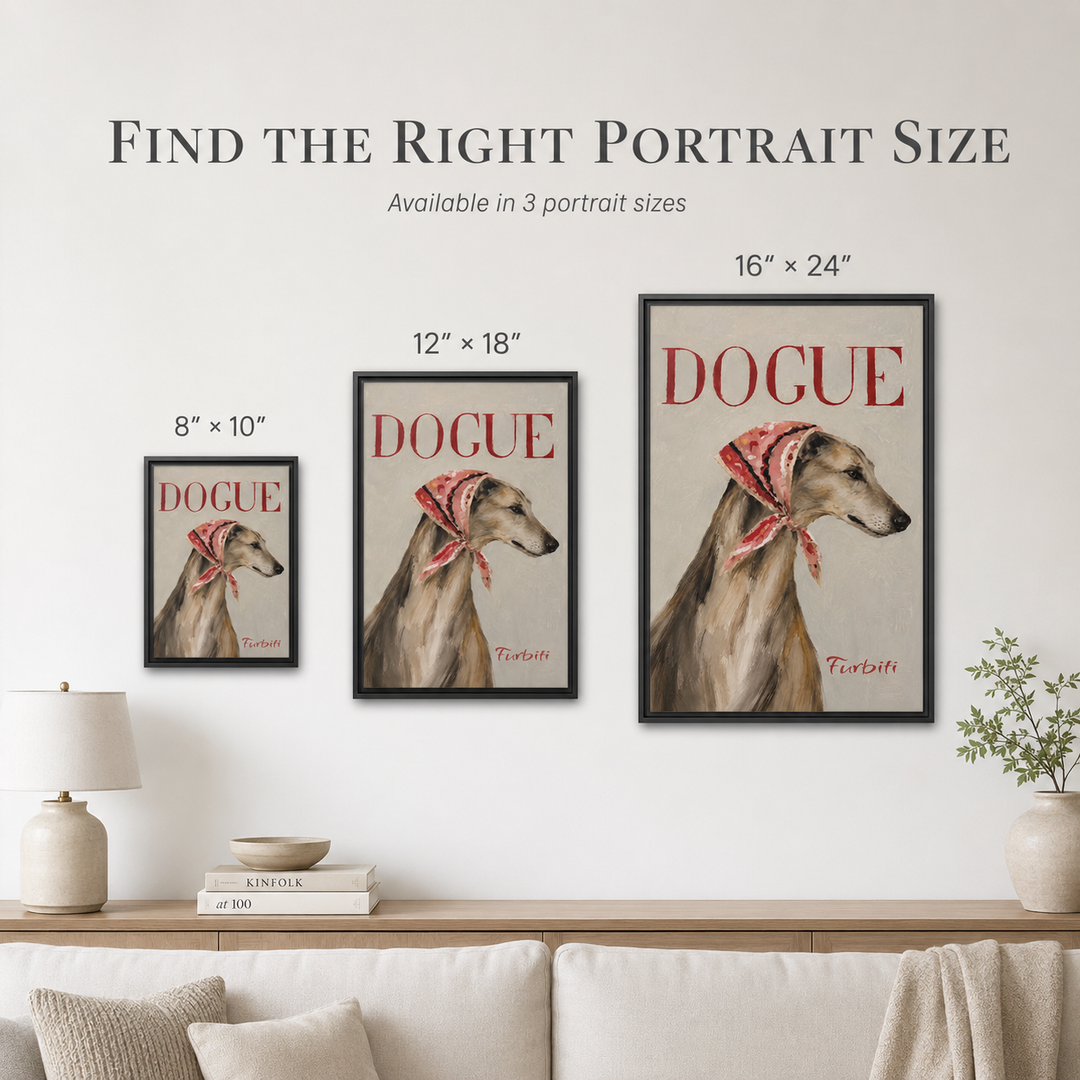 Dogue Fashion Dog Pet Canvas Portrait Size Guide