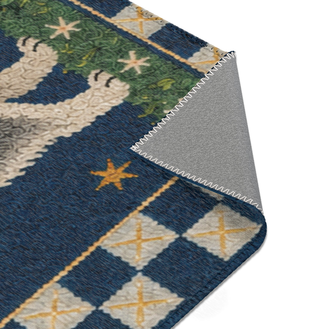 Custom Celestial Pet Portrait Area Rug – Moon & Stars Design