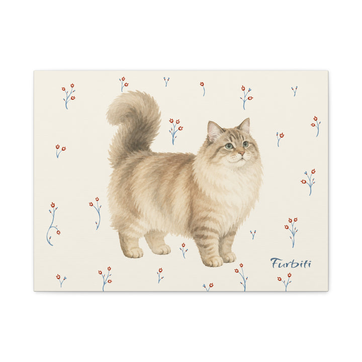 Espresso Framed Cream Pomeranian Horizontal Pet Canvas Product View