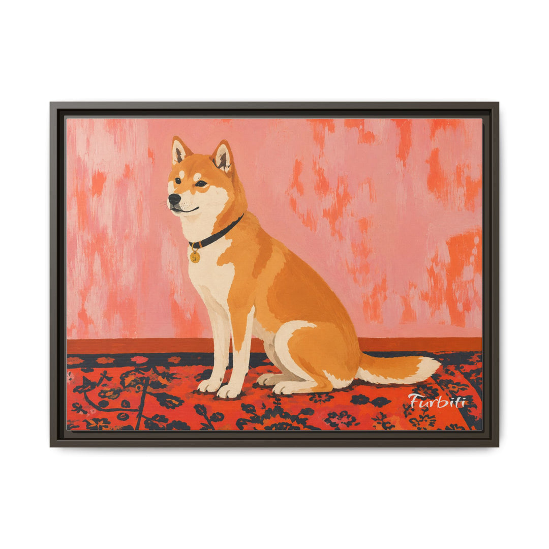 Espresso Framed Orange Shiba Horizontal Pet Canvas Product View