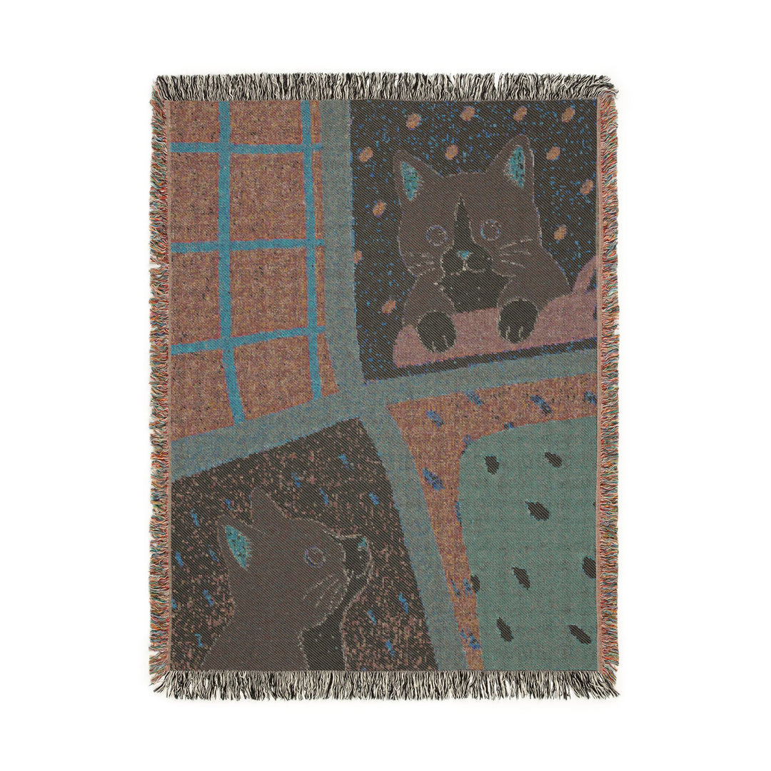 Custom Patchwork Pet Woven Blanket – Personalized Cotton Throw