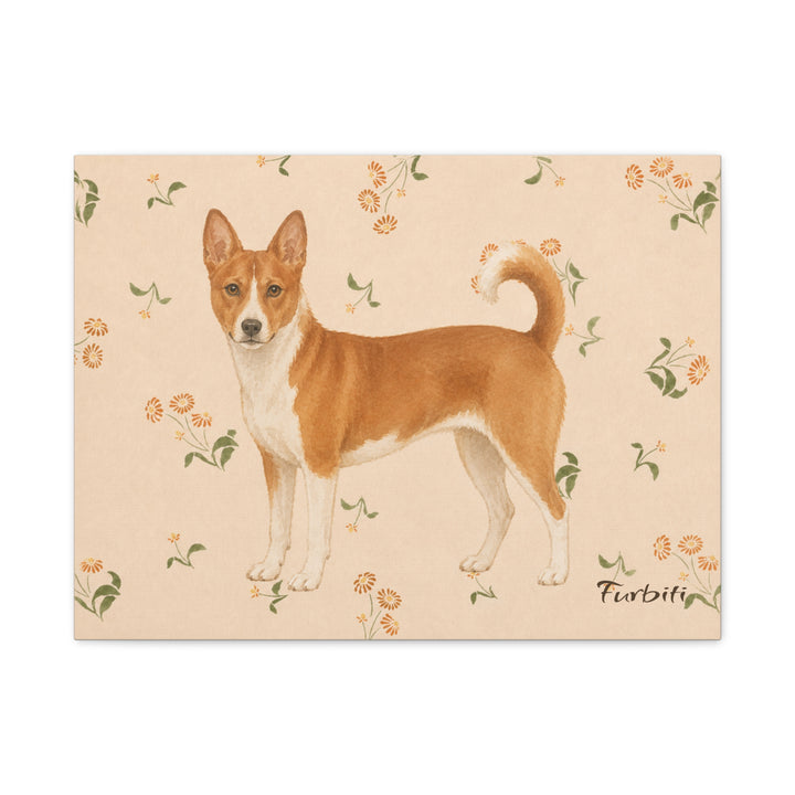 Floral Shiba Alternate Dog Landscape Pet Portrait Canvas Example