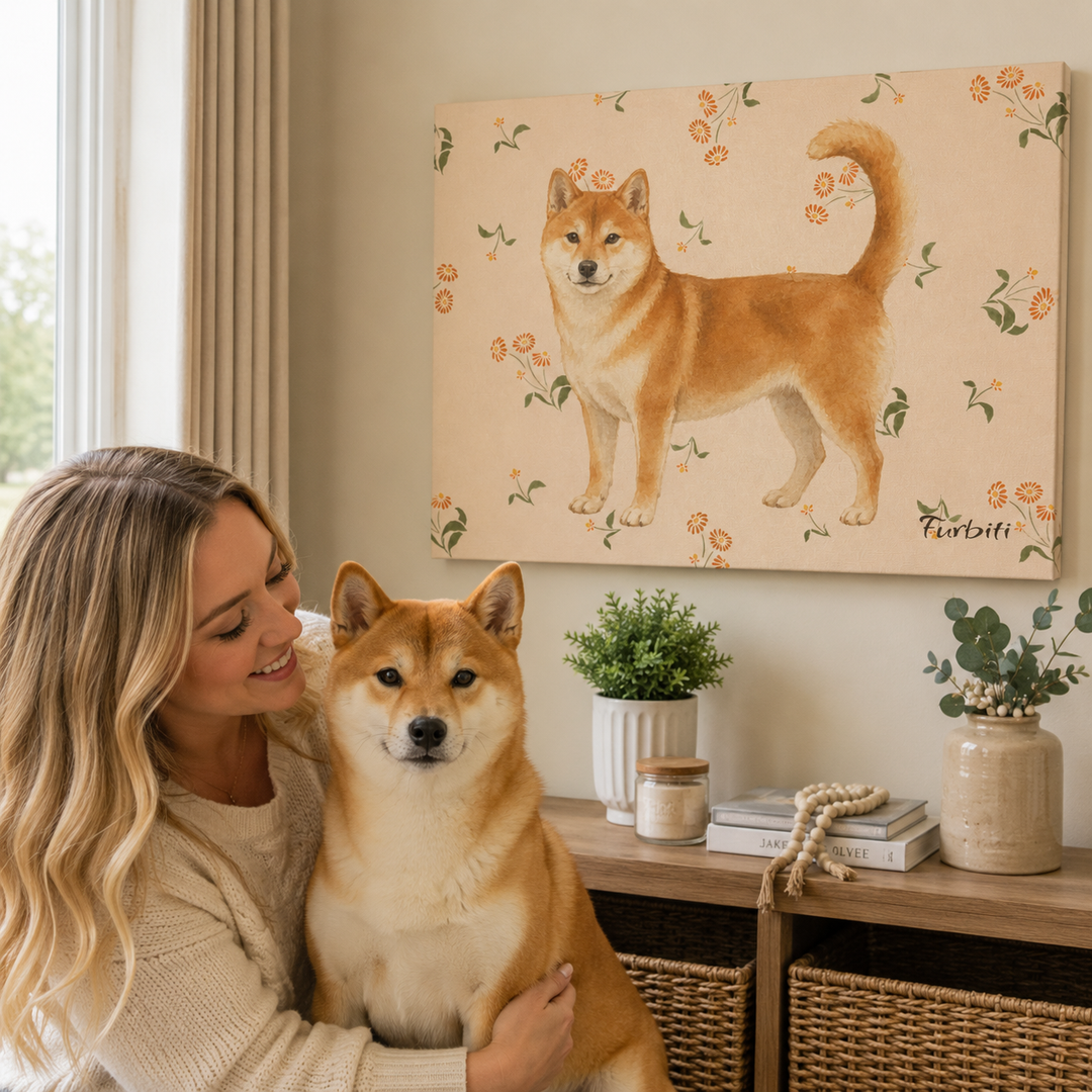 Floral Shiba Landscape Pet Portrait Canvas Size Guide