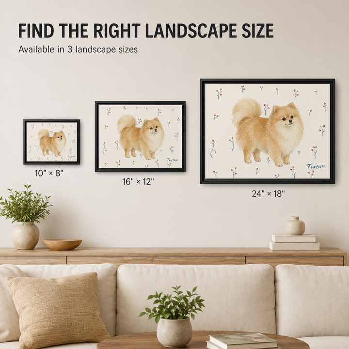 Framed Cream Pomeranian Horizontal Pet Canvas Upgrade Guide