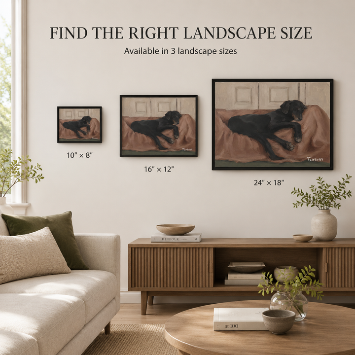 Framed Resting Black Dog Horizontal Pet Canvas Upgrade Guide