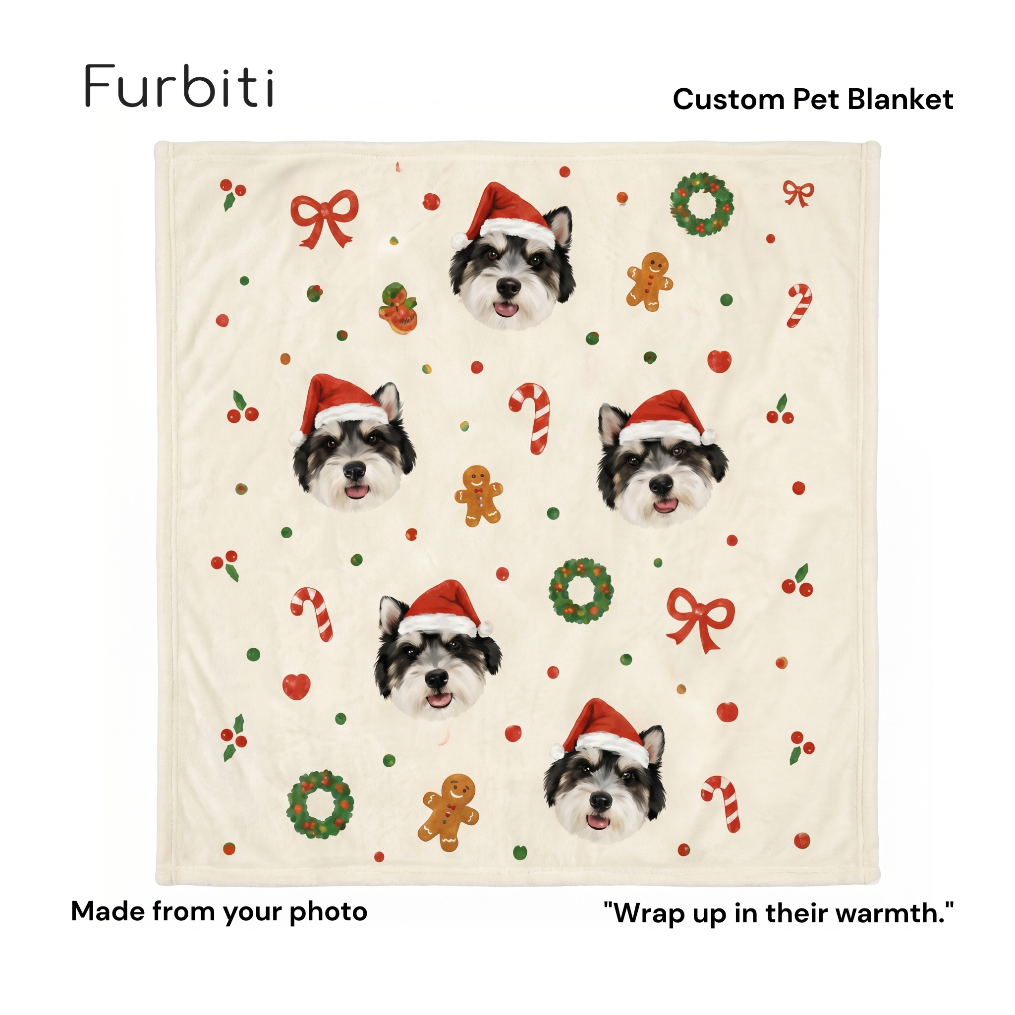 Furbiti custom pet blanket cookie season pattern made from pet photo