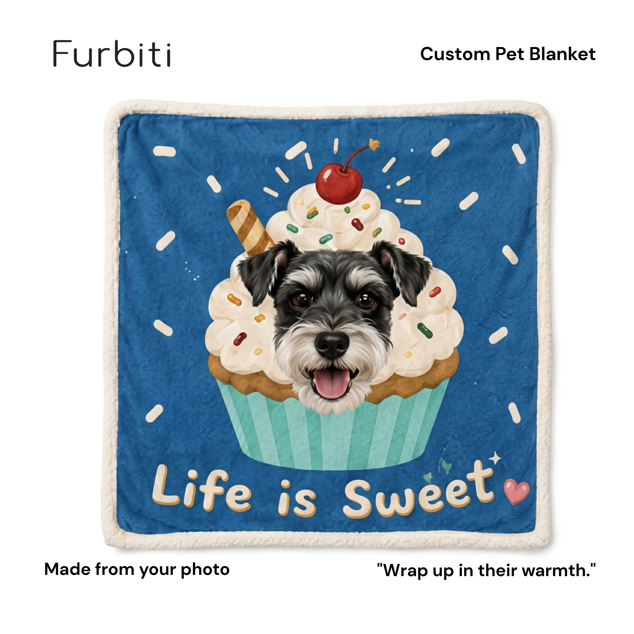 Furbiti custom pet blanket life is sweet design personalised gift