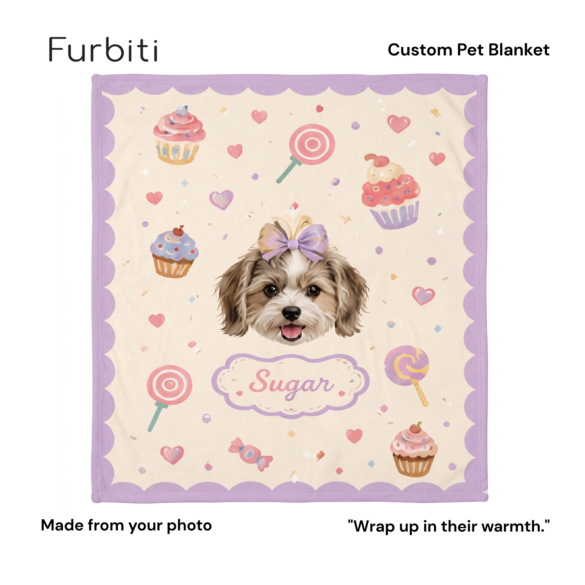 Furbiti custom pet blanket sugar rush pattern made from pet photo