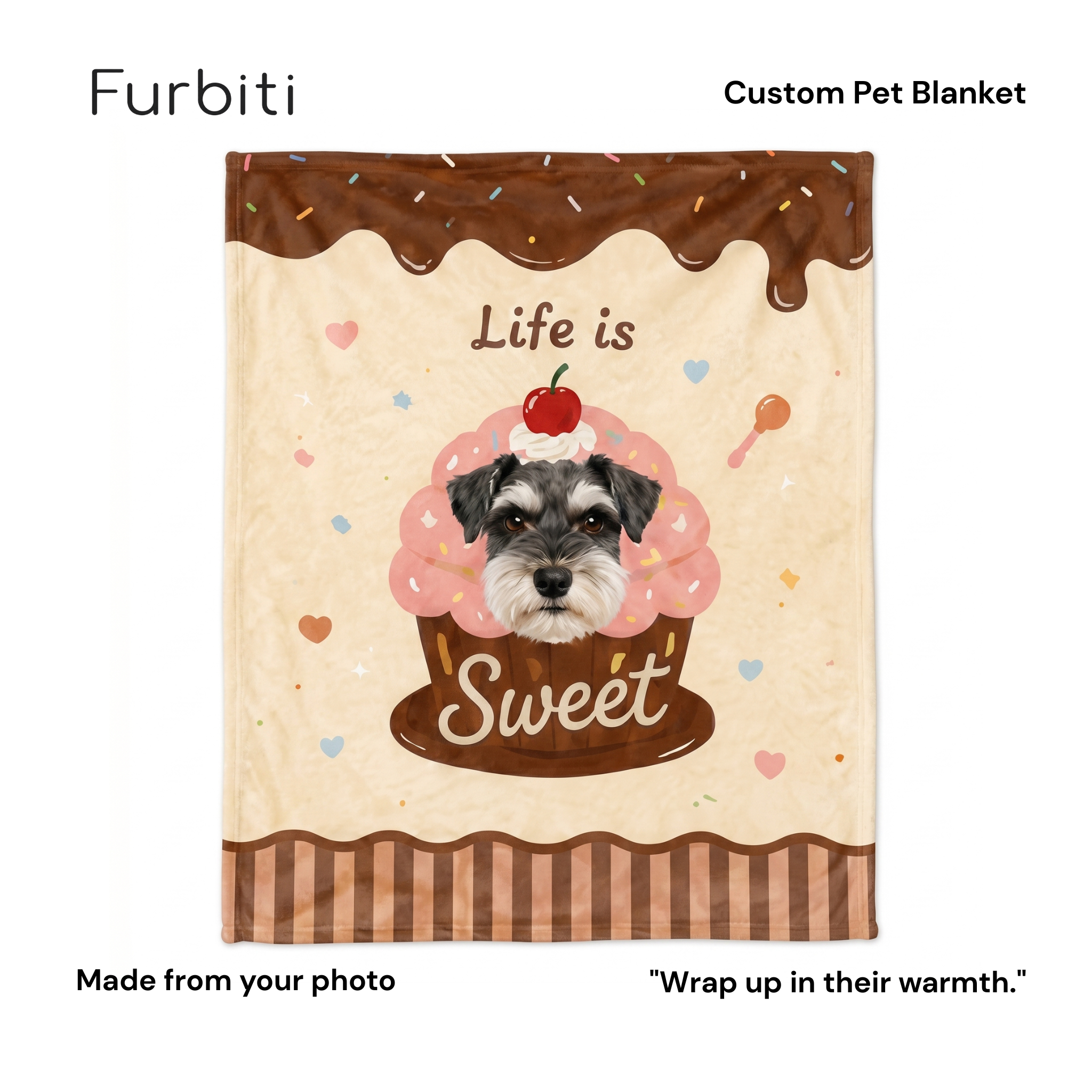 Furbiti custom pet blanket sundae mood pattern made from pet photo
