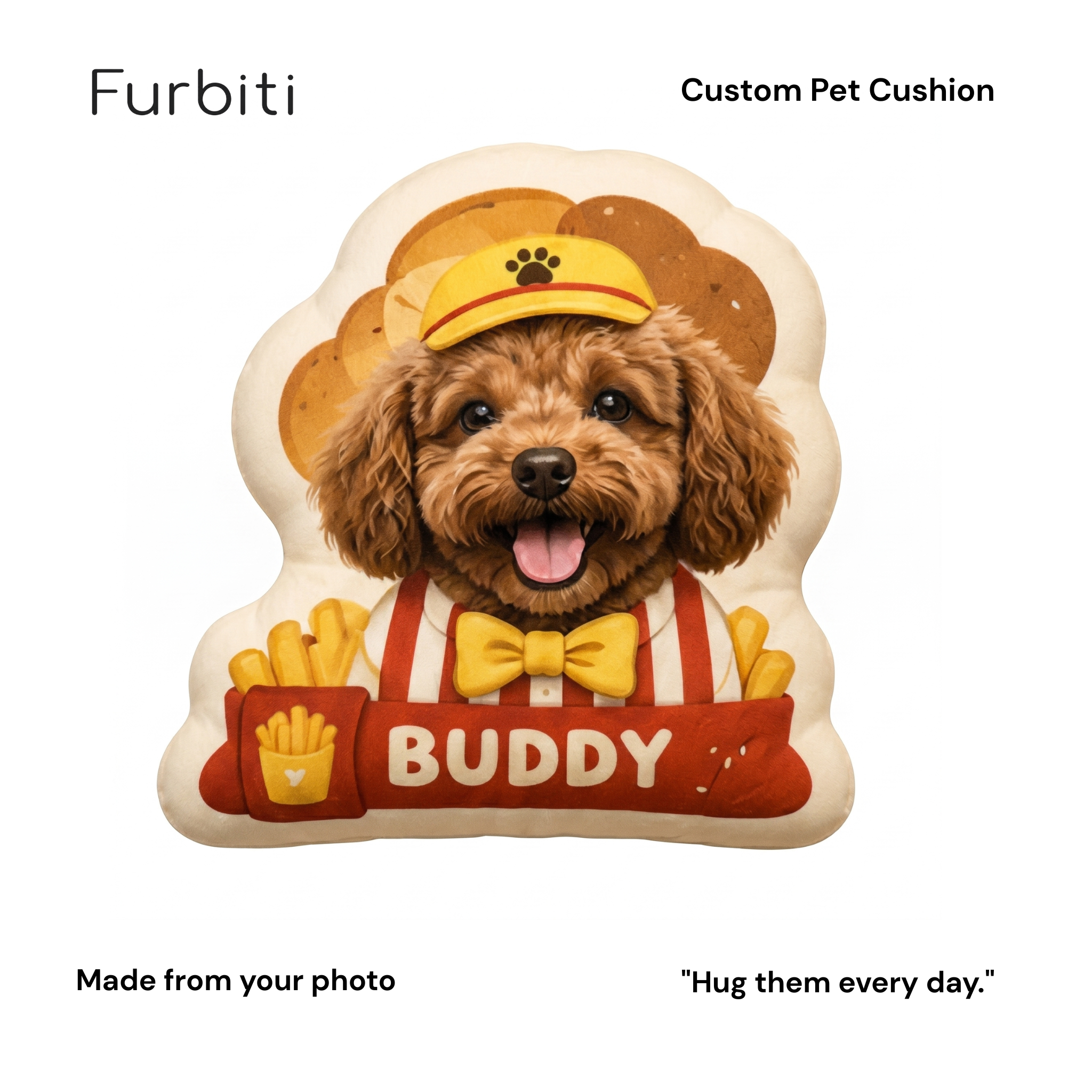 Furbiti custom pet cushion buddy design made from pet photo UK