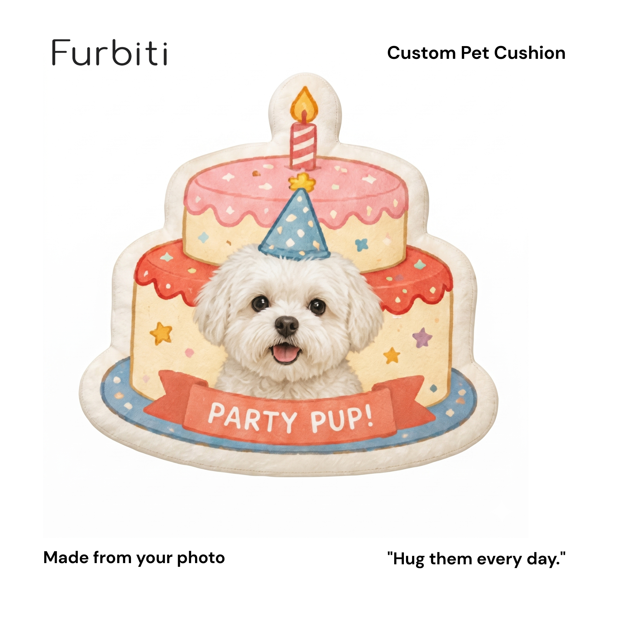 Furbiti custom pet cushion cake day design personalised pet birthday gift