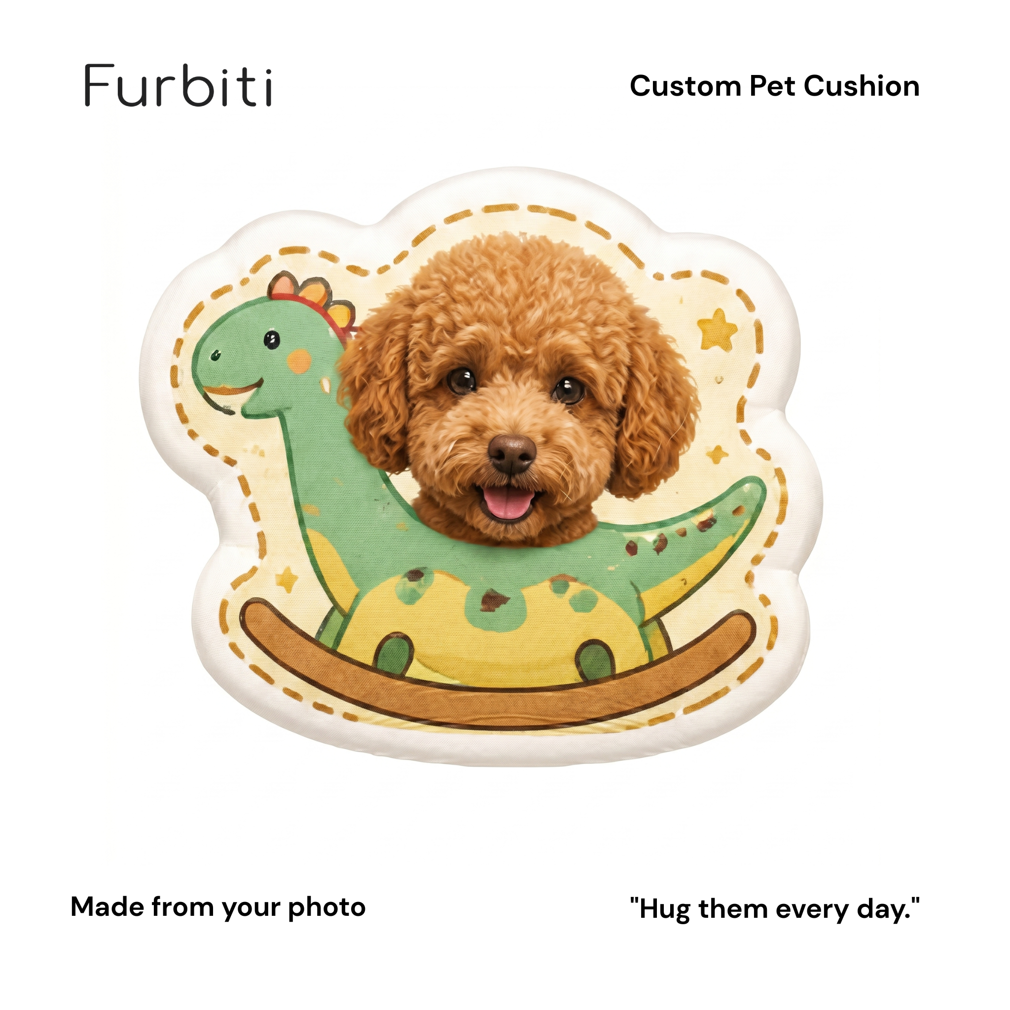 Furbiti custom pet cushion dino pals design personalised from pet photo