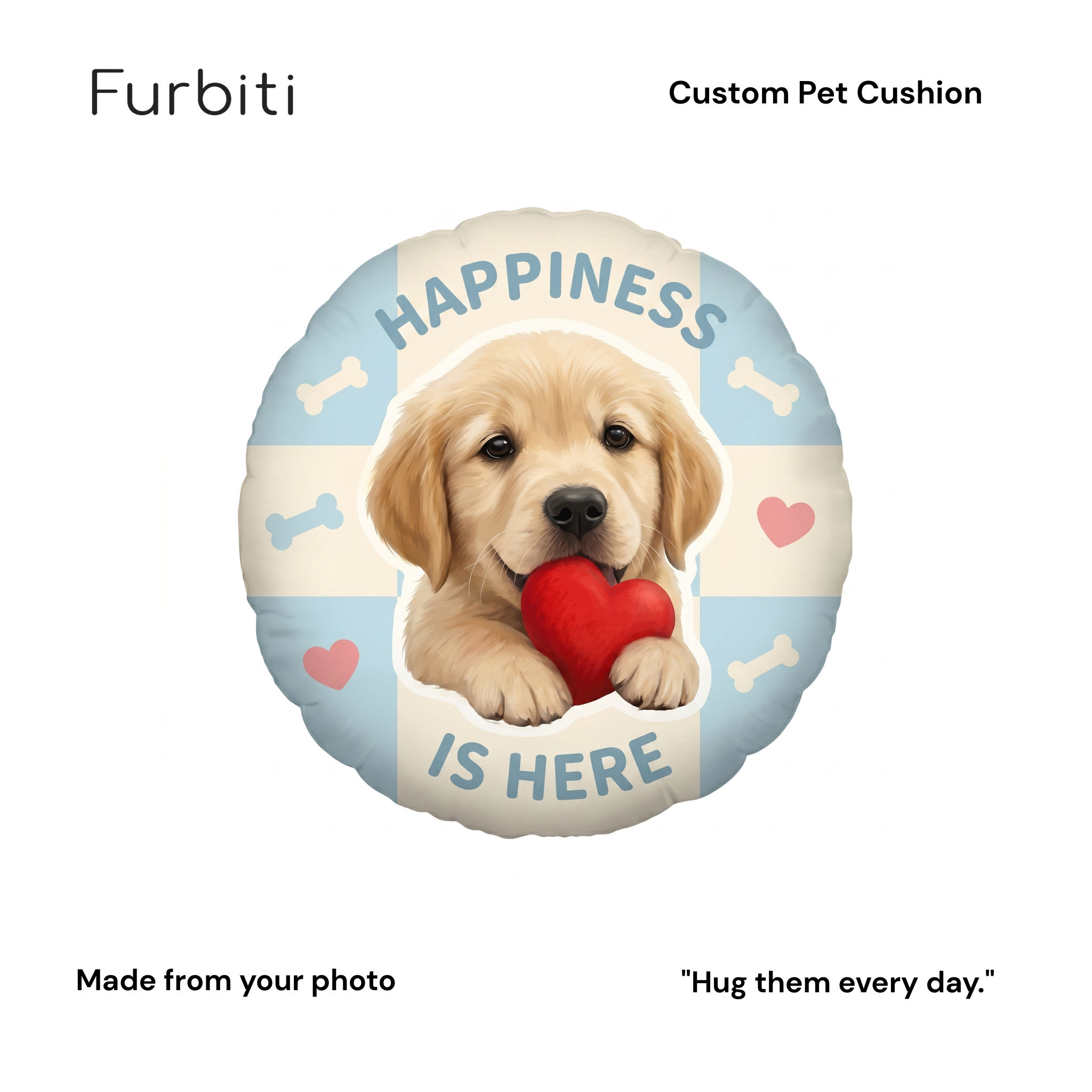 Furbiti custom pet cushion happy place design personalised pet gift