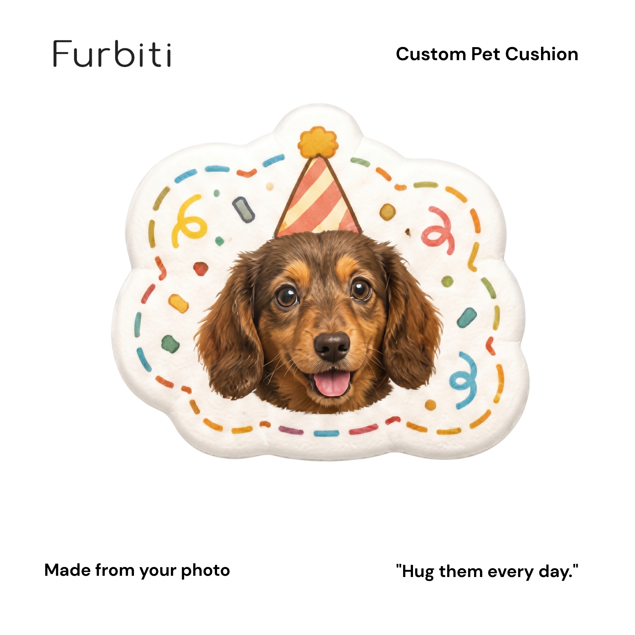 Furbiti custom pet cushion party animal design made from pet photo