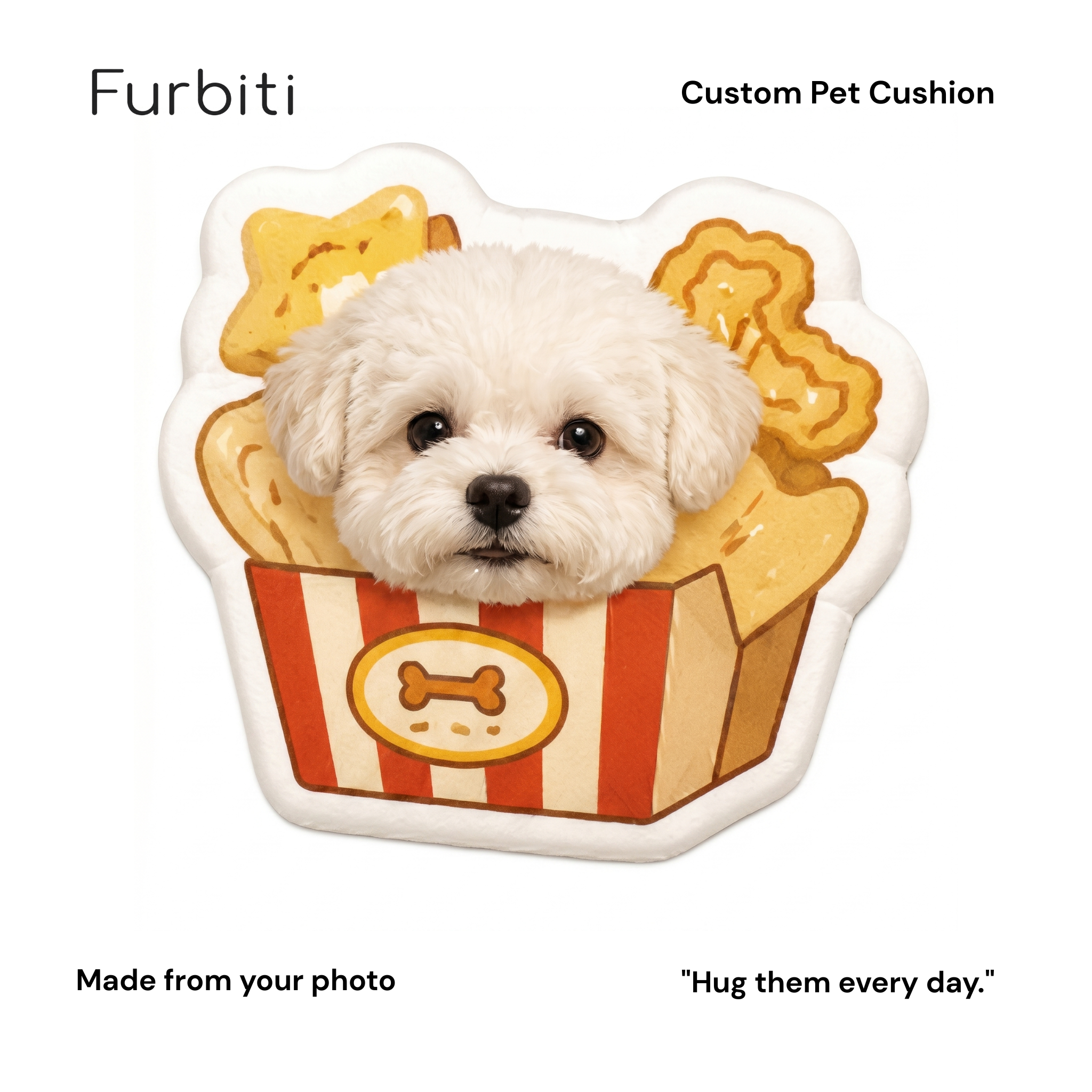Furbiti custom pet cushion popcorn pup design personalised dog gift