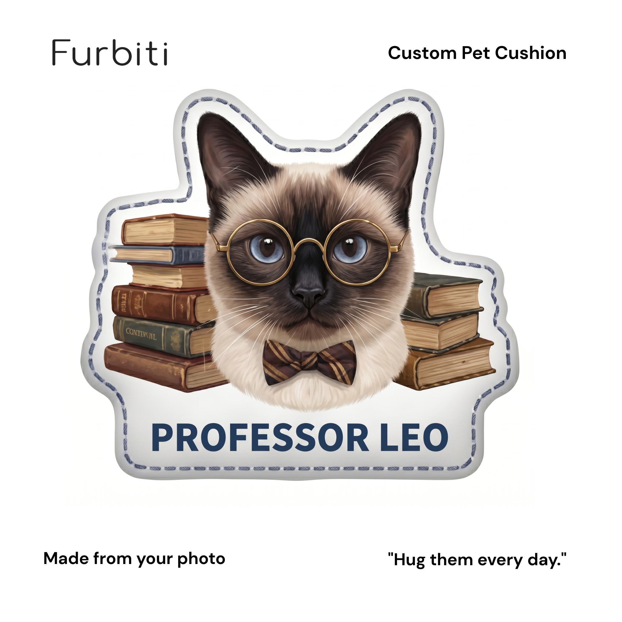 Furbiti custom pet cushion professor leo design made from pet photo