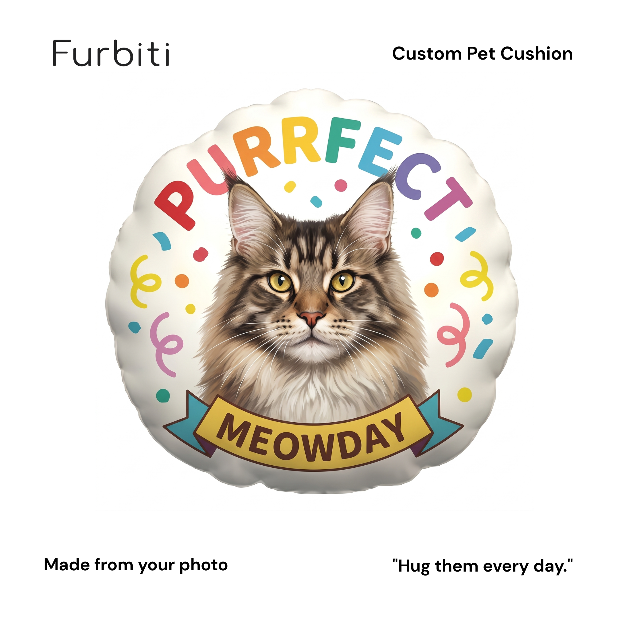 Furbiti custom pet cushion purrfect day design personalised cat gift