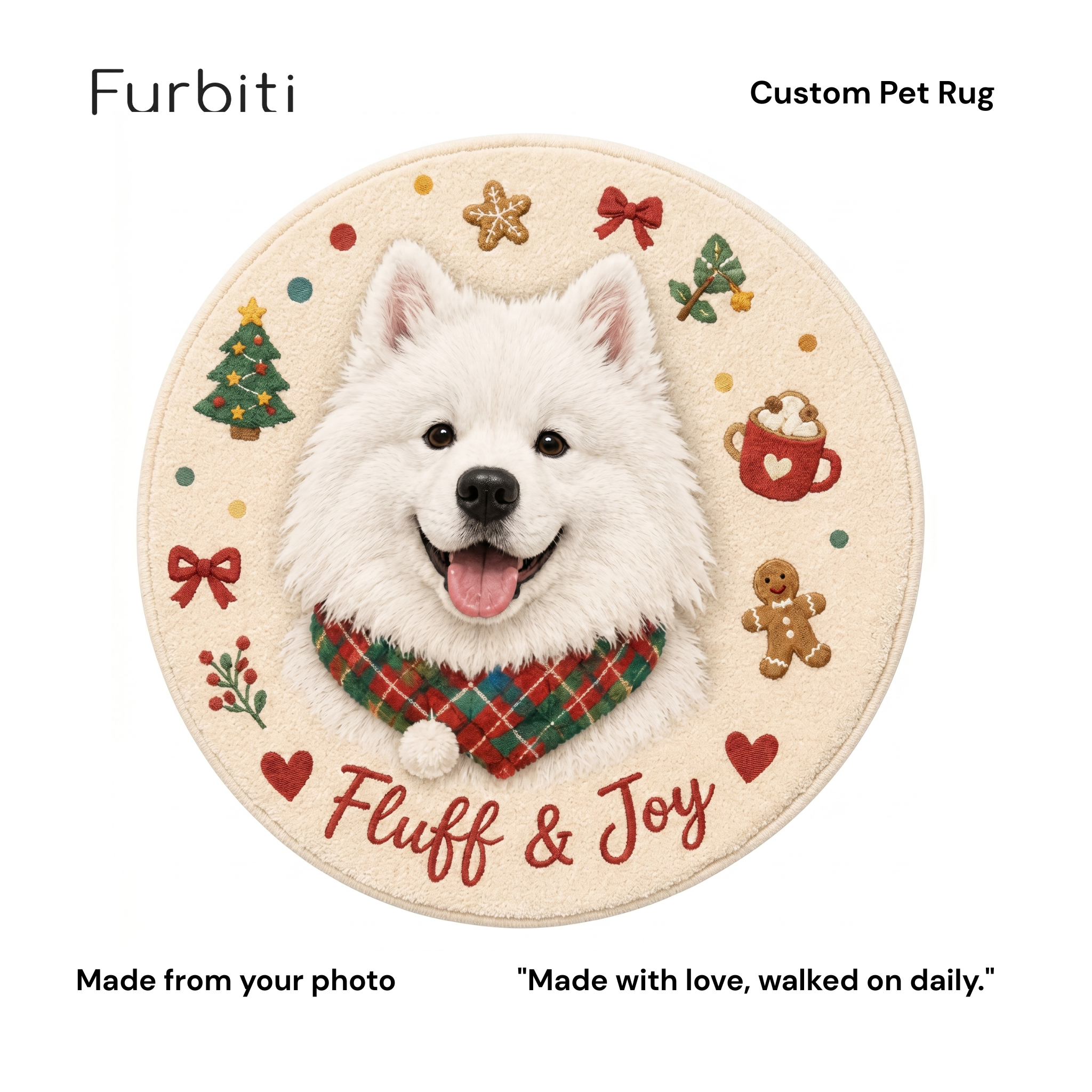Furbiti custom shaped pet rug fluff and joy style personalised