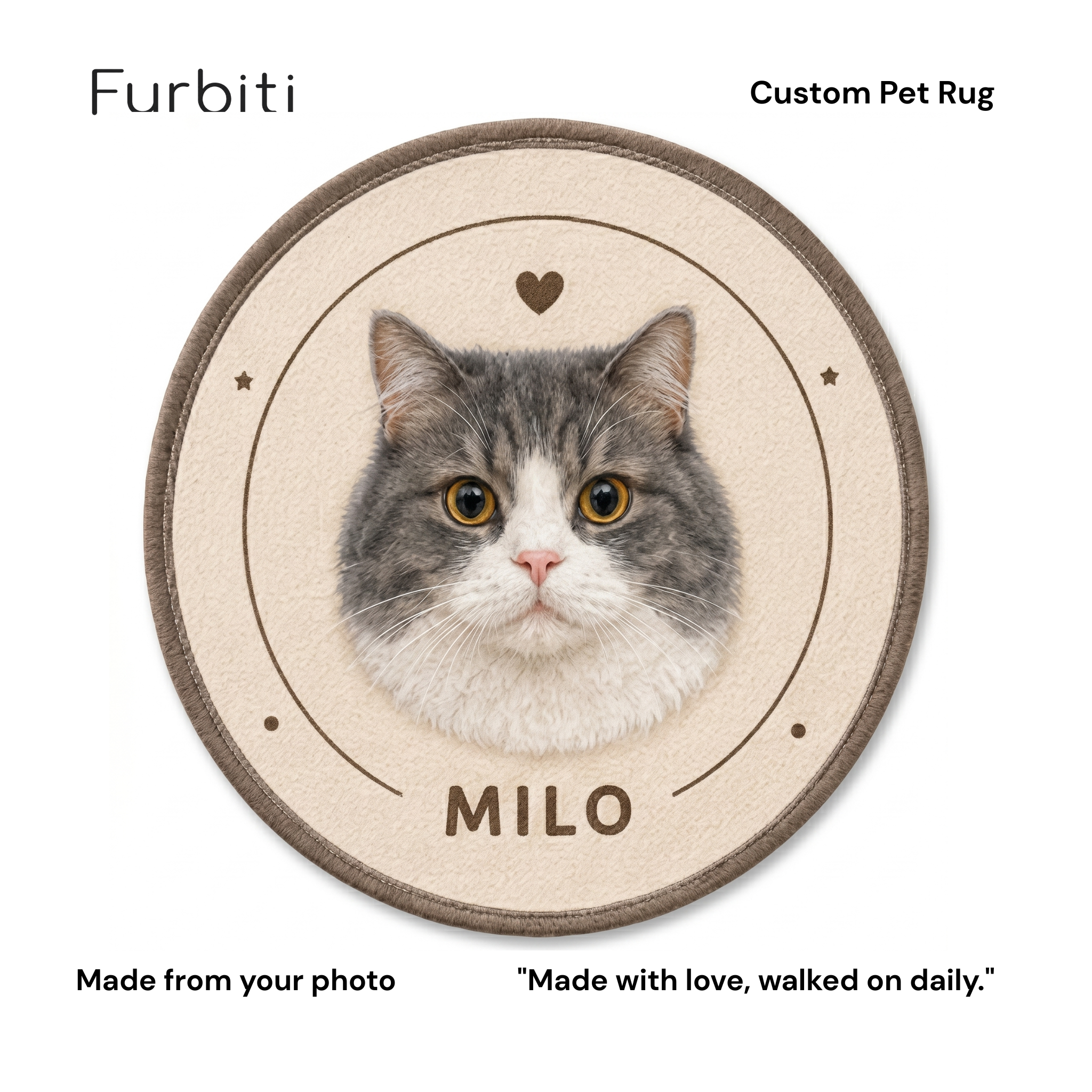 Furbiti custom shaped pet rug Milo style personalised from pet photo