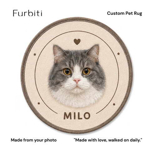 Furbiti custom shaped pet rug Milo style personalised from pet photo