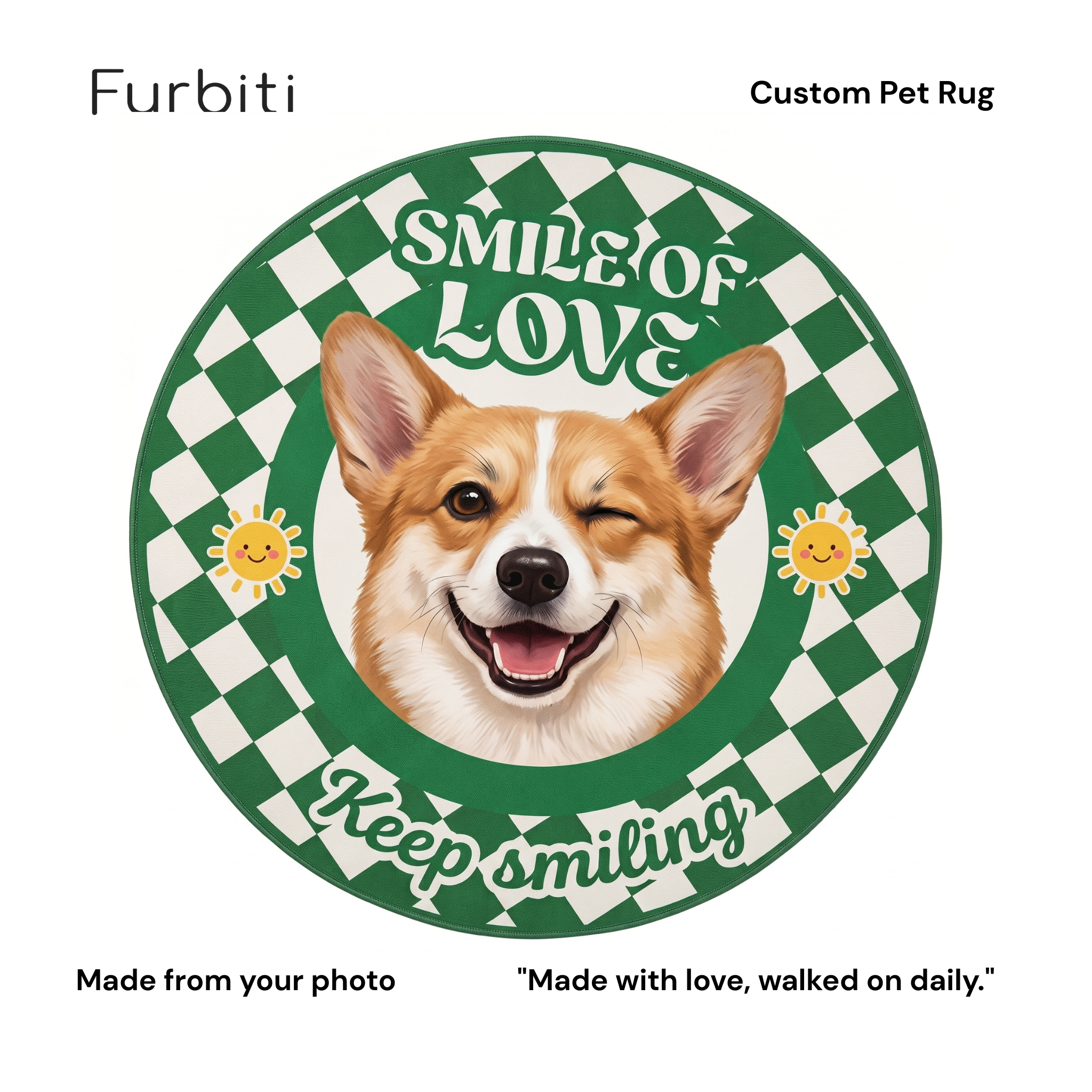 Furbiti custom round pet rug smile of love design pet lover gift UK
