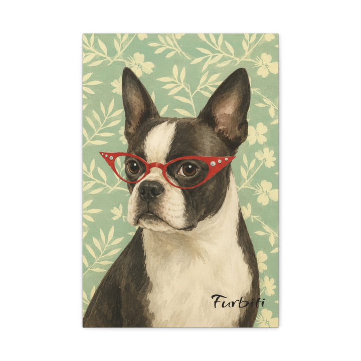 Green Floral Pet Canvas Portrait Lifestyle Display