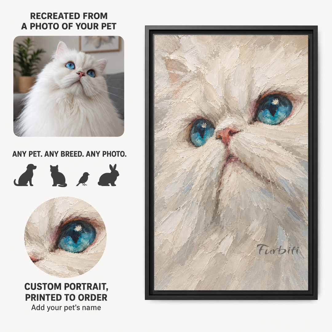 How It Works Blue Eyed Cat Custom Pet Canvas Portrait From Photo