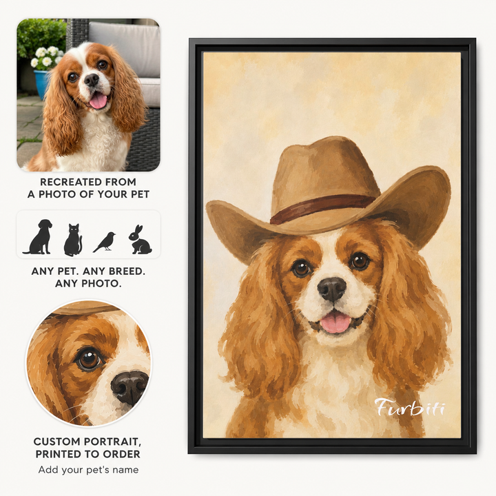 How It Works Cowboy Dog Custom Pet Canvas Portrait From Photo