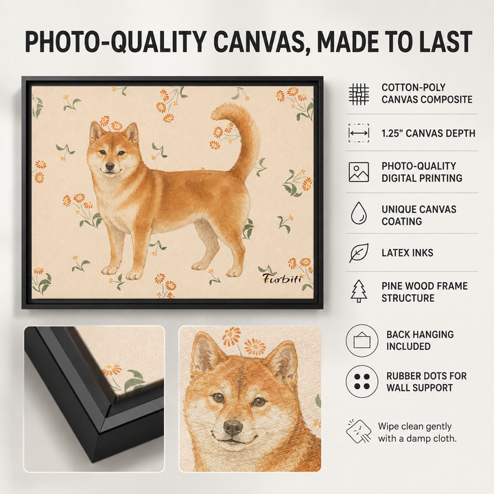 How It Works Floral Shiba Landscape Pet Portrait Canvas From Photo