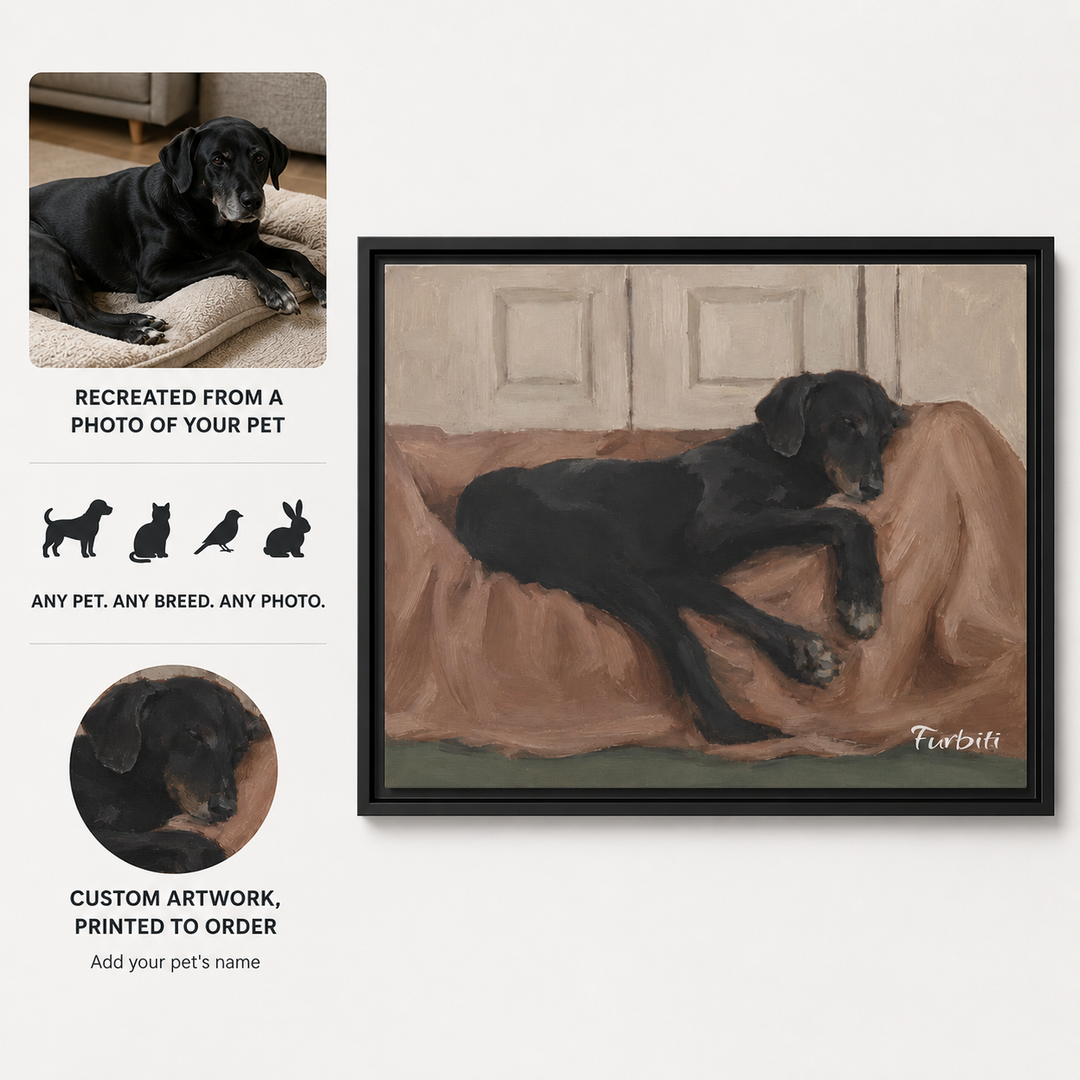 How It Works Resting Black Dog Landscape Pet Portrait Canvas From Photo