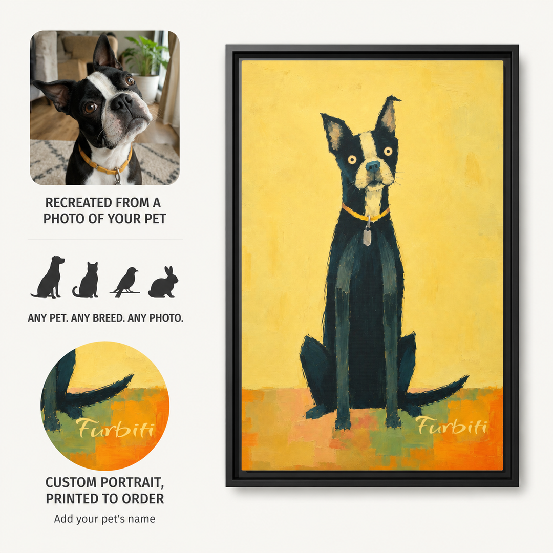 How It Works Yellow Pop Art Dog Custom Pet Canvas Portrait From Photo