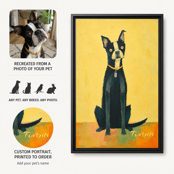 How It Works Yellow Pop Art Dog Custom Pet Canvas Portrait From Photo
