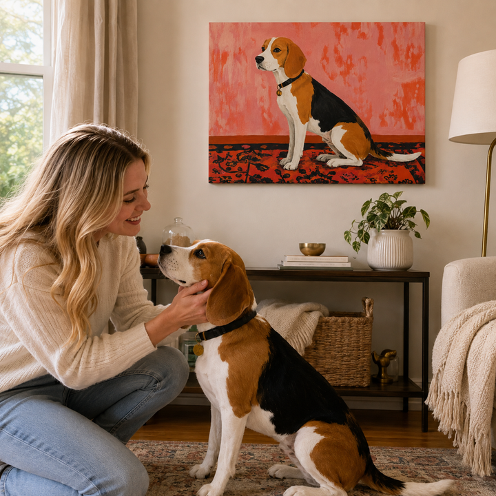 Lifestyle Beagle Horizontal Pet Canvas In Living Room