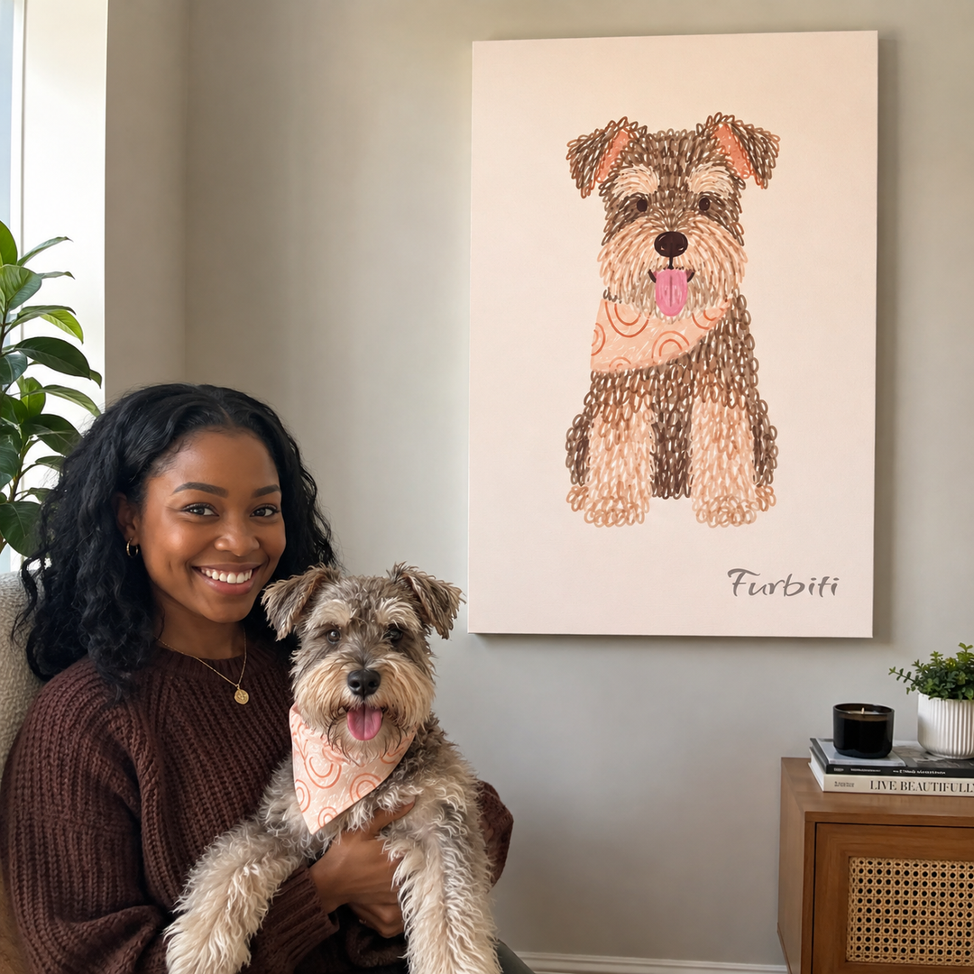 Lifestyle Classic Terrier Pet Canvas Portrait With Pet Owner