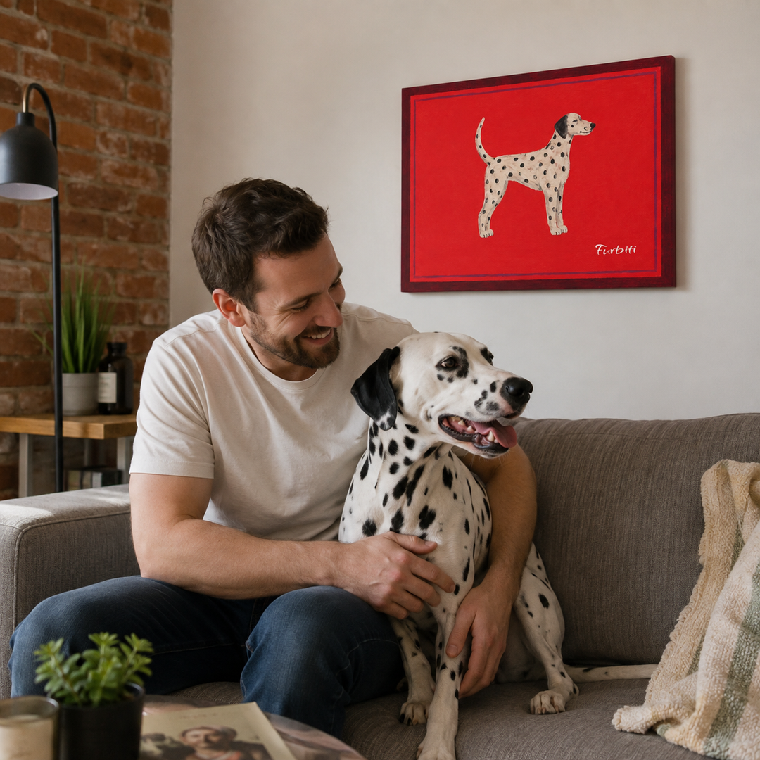 Lifestyle Dalmatian Horizontal Pet Canvas With Pet Owner