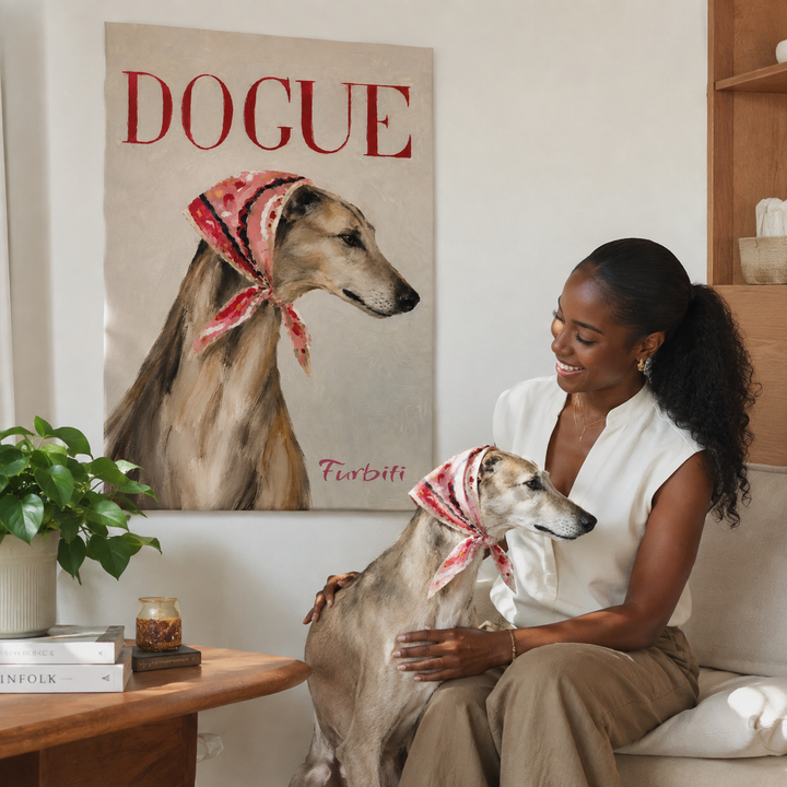 Lifestyle Dogue Fashion Dog Pet Canvas Portrait With Pet Owner