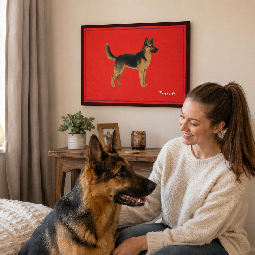 Lifestyle German Shepherd Horizontal Pet Canvas In Bedroom