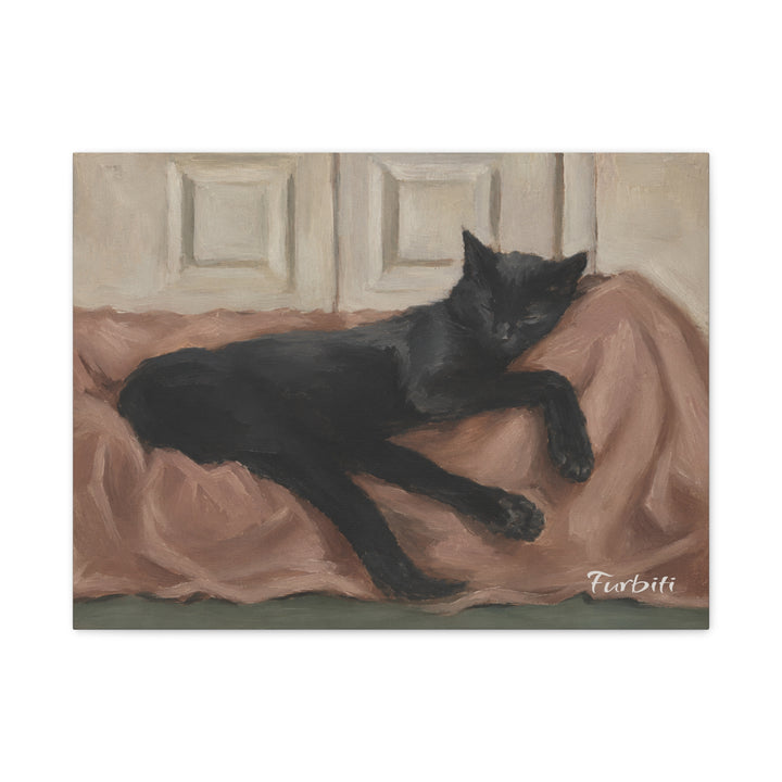 Lifestyle Resting Black Dog Alternate Horizontal Pet Canvas With Pet Owner