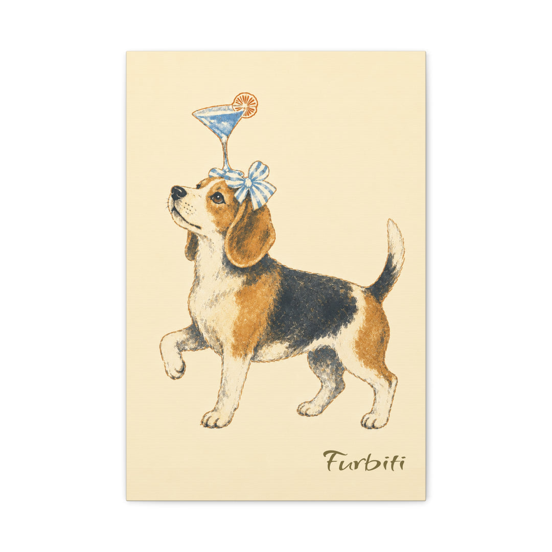 Martini Dog Pet Canvas Portrait Artwork Detail