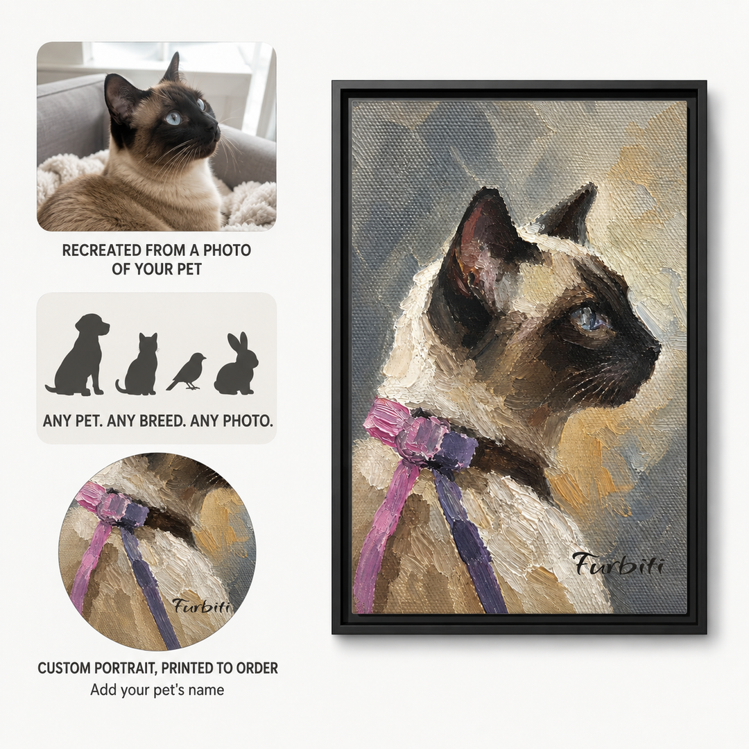 Modern Siamese Cat Pet Canvas Portrait Size Guide