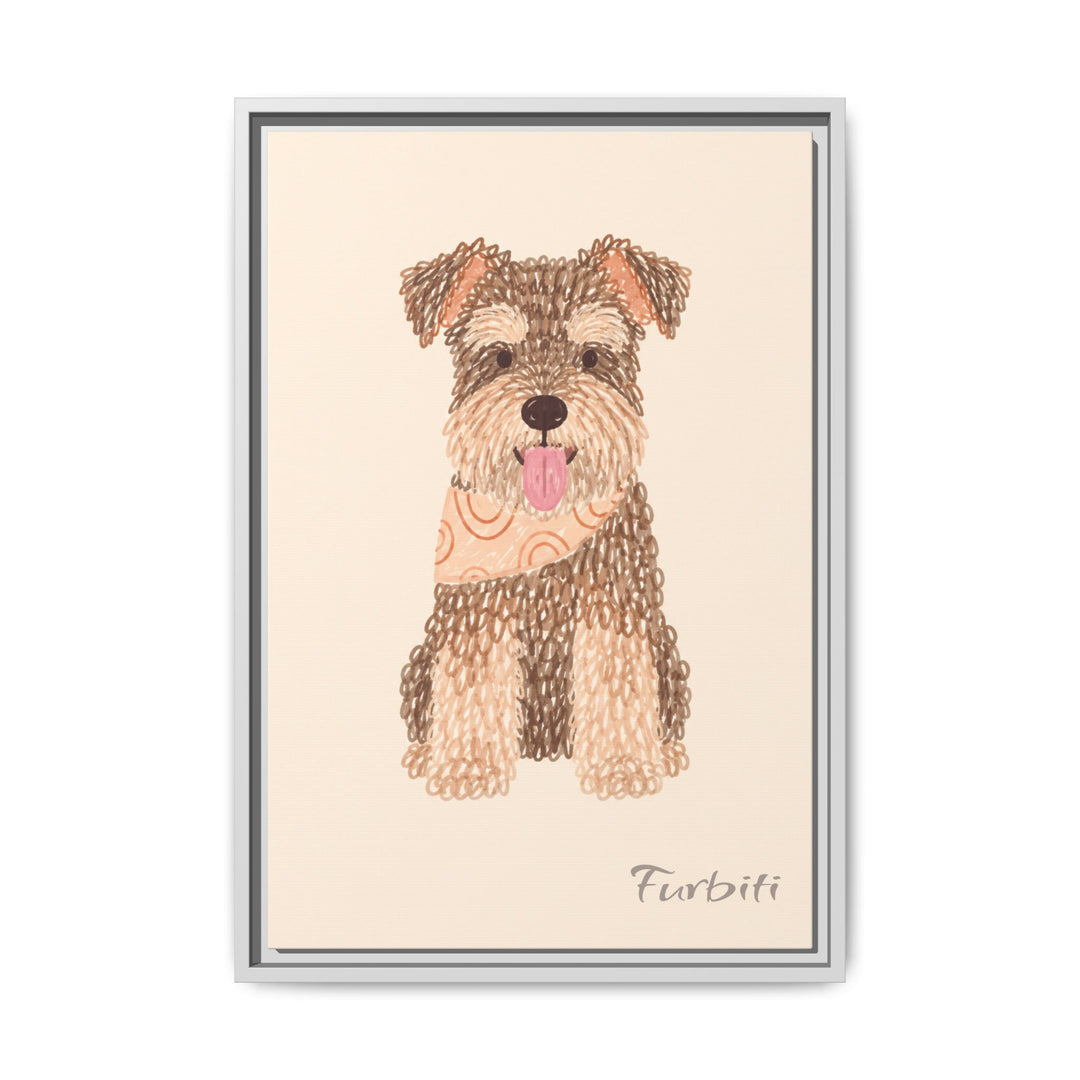 Natural Framed Classic Terrier Pet Canvas Portrait Product View