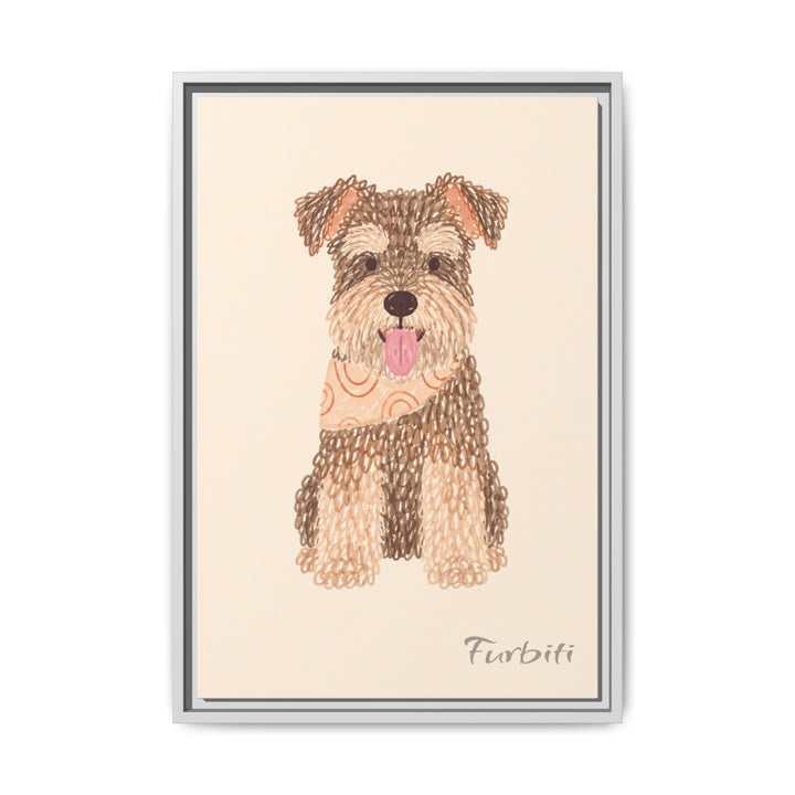 Natural Framed Classic Terrier Pet Canvas Portrait Product View