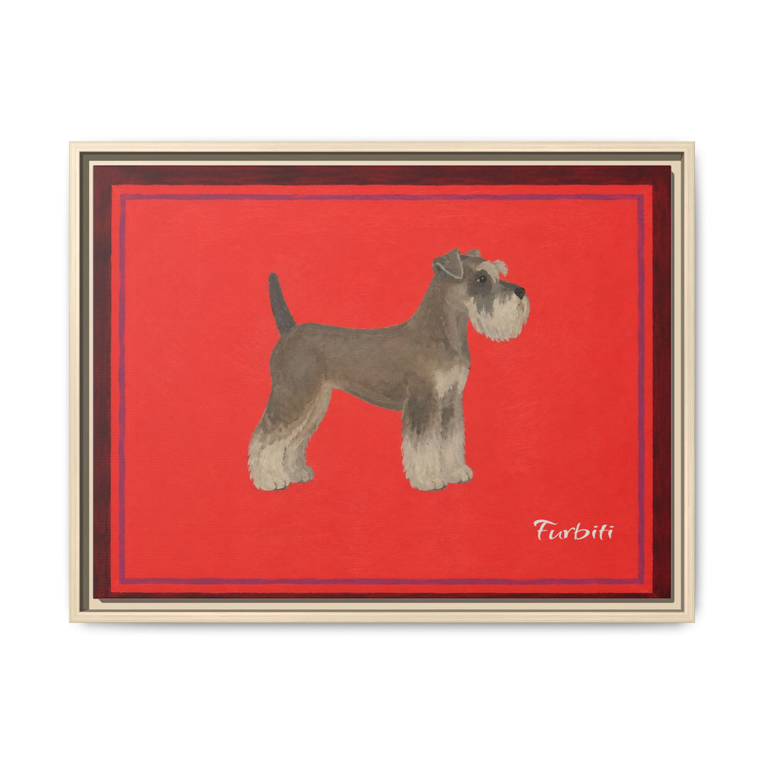 Natural Framed Red Schnauzer Horizontal Pet Canvas Product View