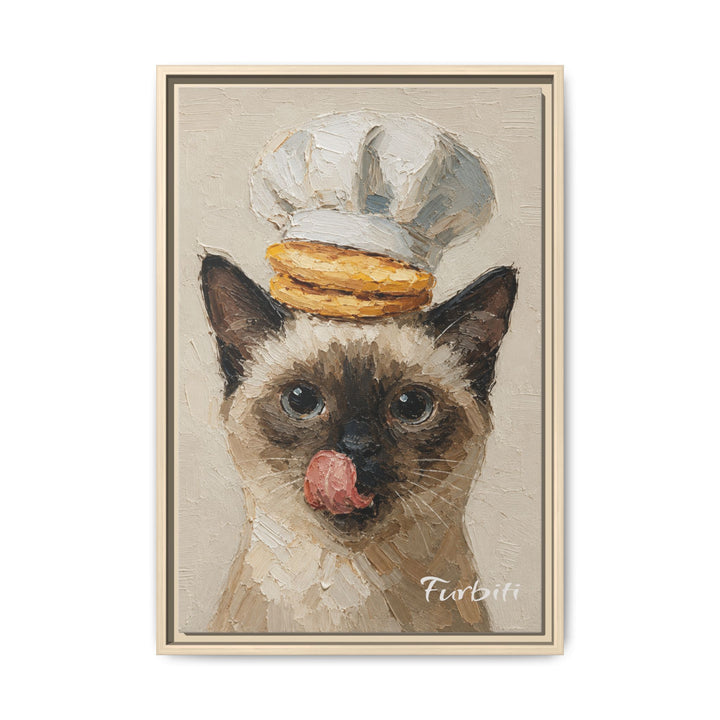 Natural Framed Toast Cat Pet Canvas Portrait Product View