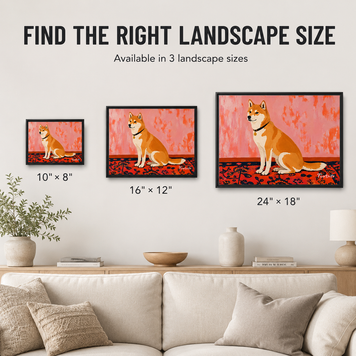 Orange Shiba Landscape Pet Portrait Canvas Size Guide